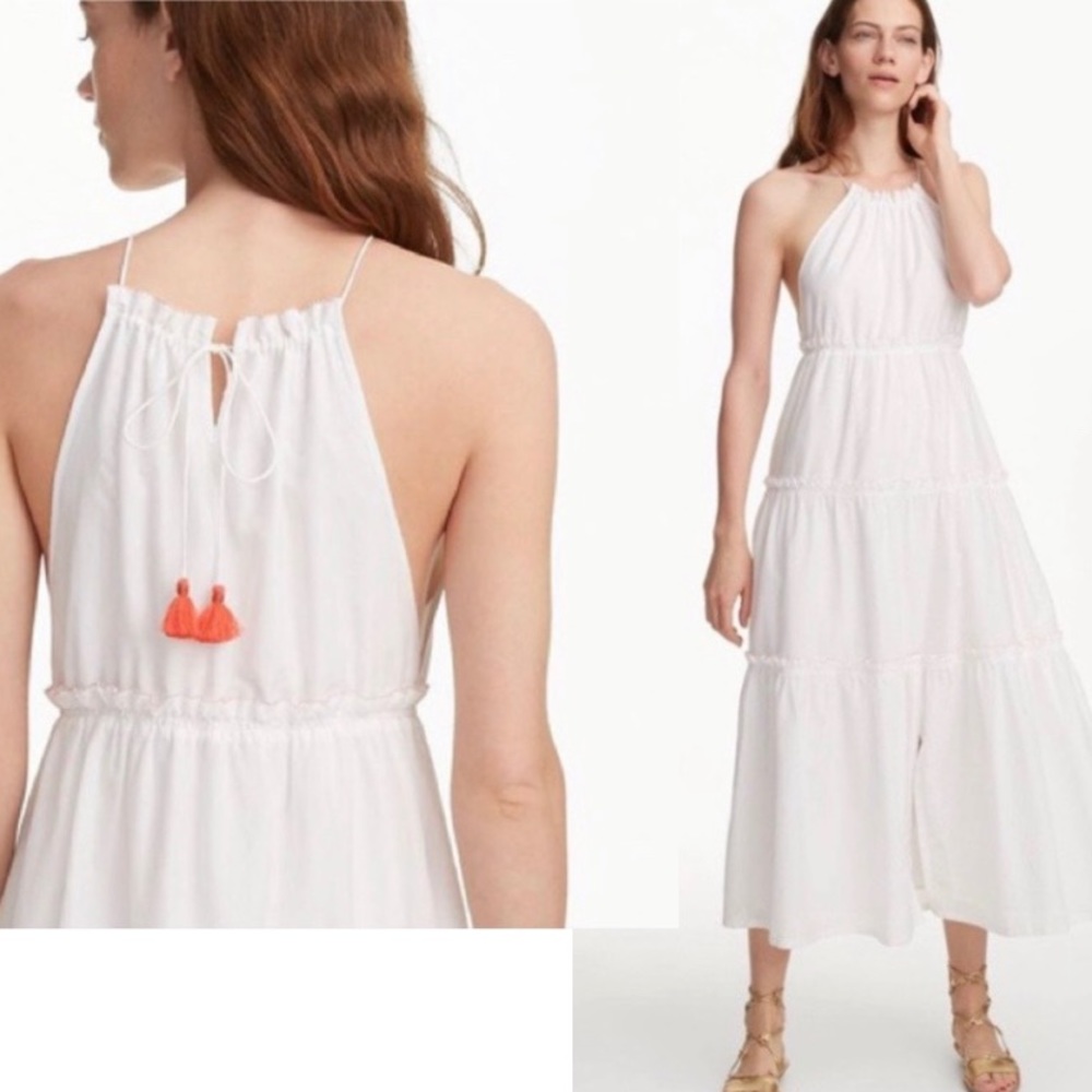 Club Monaco White Maxi Dress with Orange Accents